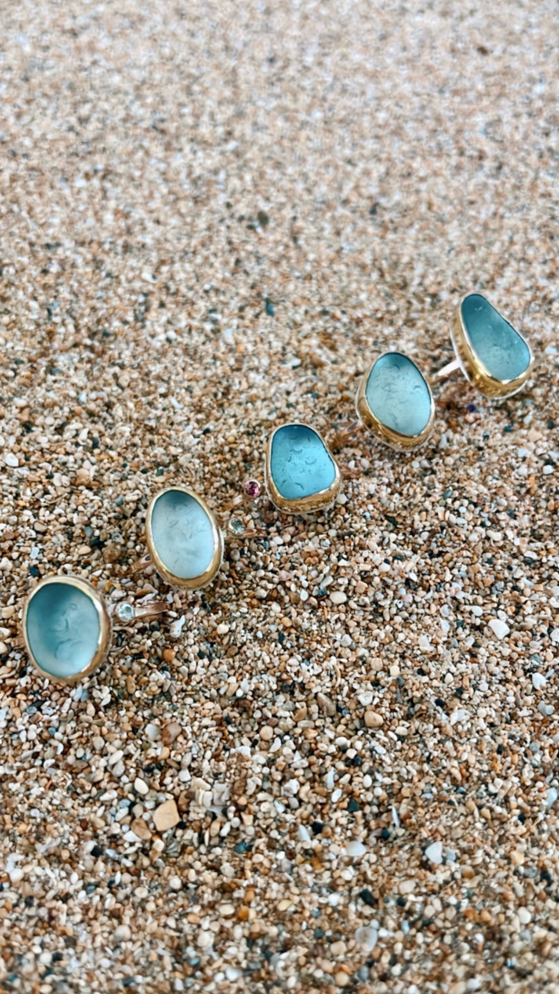 Light Blue Sea Glass Adjustable Ring Large Round Marine Statement Ring  Jewelry - Shop AGATIX General Rings - Pinkoi
